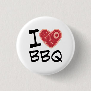 I Love BBQ 3 Cm Round Badge