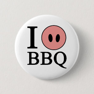 I Love BBQ 6 Cm Round Badge