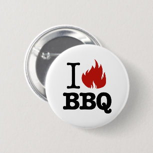 I Love BBQ  6 Cm Round Badge