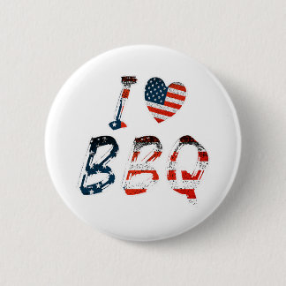 I Love BBQ, American Patriotic 6 Cm Round Badge