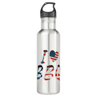 I love BBQ, American patriotic 710 Ml Water Bottle