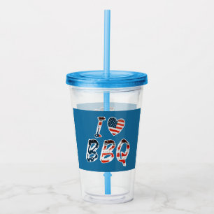 I love BBQ, American patriotic Acrylic Tumbler