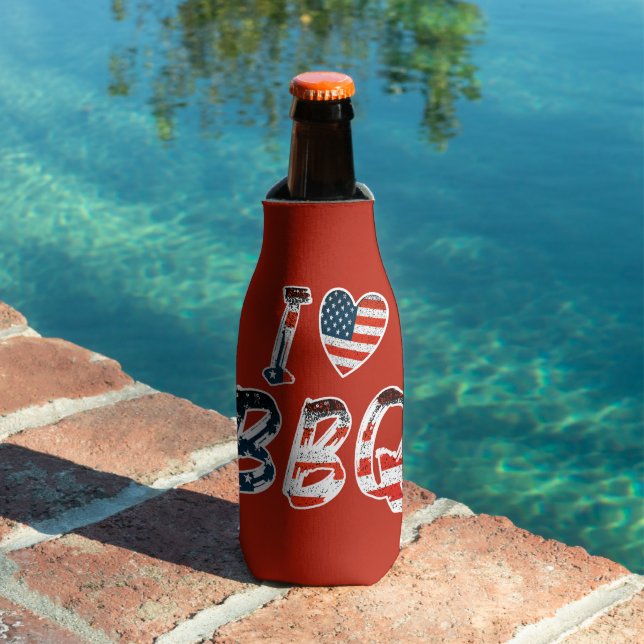 I love bbq, American patriotic Bottle Cooler (In Situ Pool)