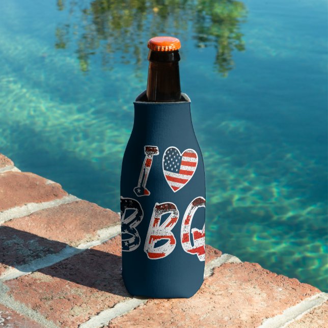 I love bbq, American patriotic Bottle Cooler (In Situ Pool)