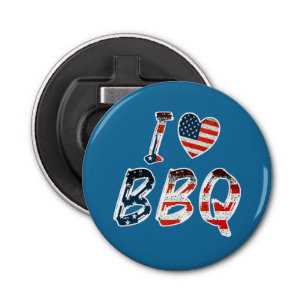 I Love BBQ, American Patriotic Bottle Opener