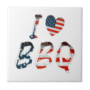 I love bbq, American patriotic Ceramic Tile