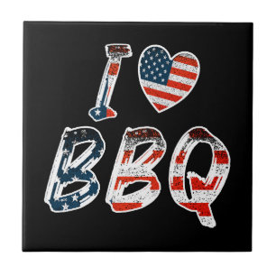 I love bbq, American patriotic Ceramic Tile
