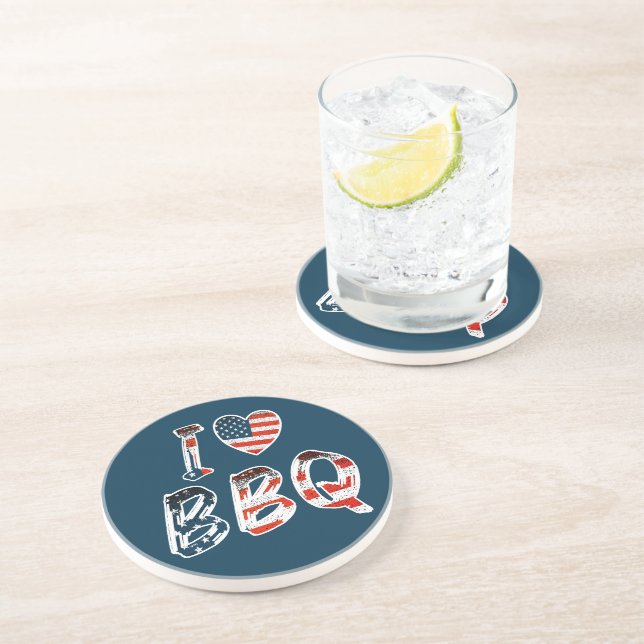 I love bbq, American patriotic Coaster (Side)