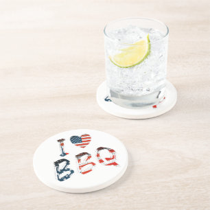 I love bbq, American patriotic Coaster