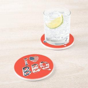 I love bbq, American patriotic Coaster