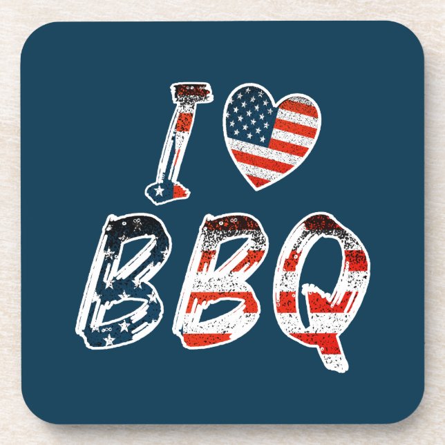 I love bbq, American patriotic Coaster (Front)