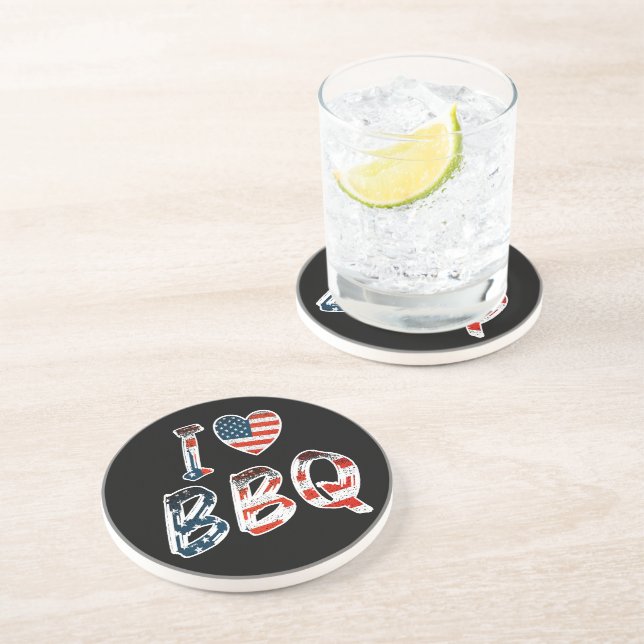 I love bbq, American patriotic Coaster (Side)