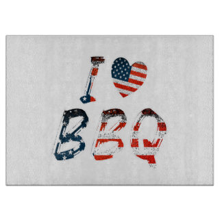 I Love BBQ, American Patriotic Cutting Board