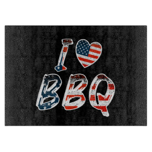I Love BBQ, American Patriotic Cutting Board