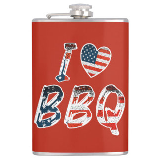 I love BBQ, American patriotic Hip Flask