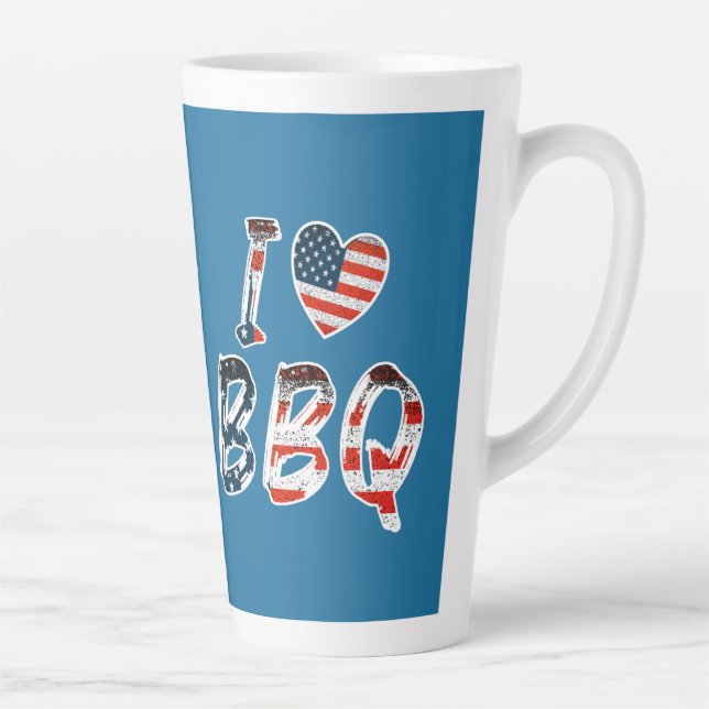 I love BBQ, American patriotic Latte Mug (Right)