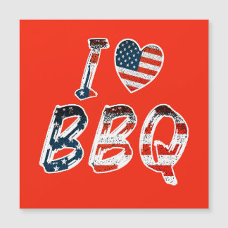 I love BBQ, American patriotic magnetic card