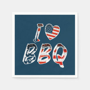 I love bbq, American patriotic Napkin