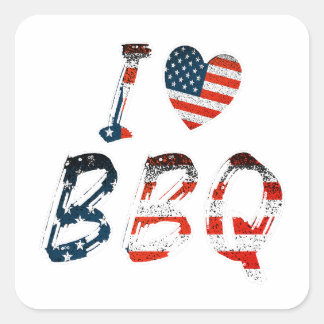 I love BBQ, American patriotic Square Sticker