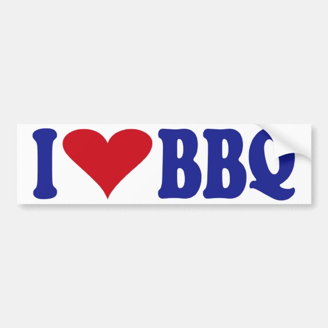 I Love BBQ Bumper Sticker (Front)