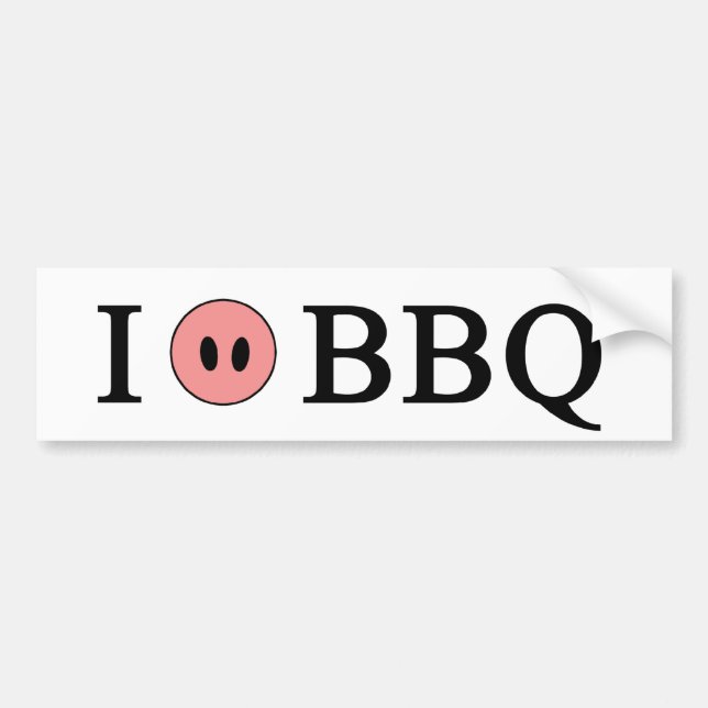 I Love BBQ Bumper Sticker (Front)