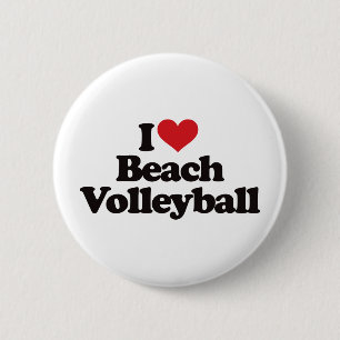 I Love Beach Volleyball 6 Cm Round Badge
