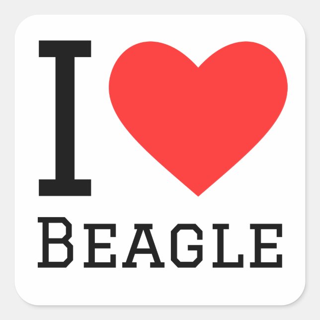 I love beagle  square sticker (Front)