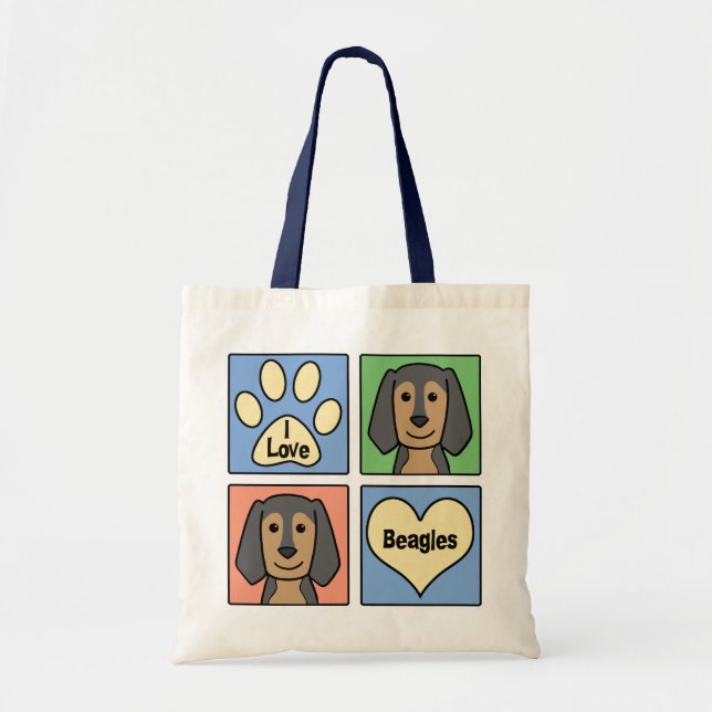 I Love Beagles Tote Bag (Front)