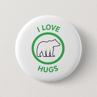 I love bear hugs visual consent white green black 6 cm round badge