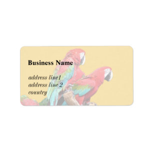 I love beautiful birds! red and blue parrots. label