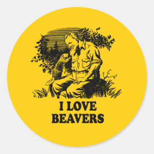 I Love Beavers Classic Round Sticker