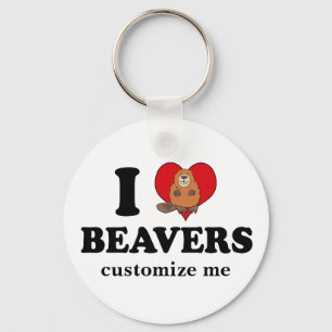 I Love Beavers Funny Custom Key Ring