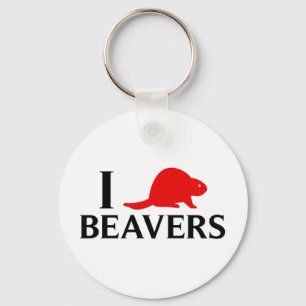 I Love Beavers Key Ring