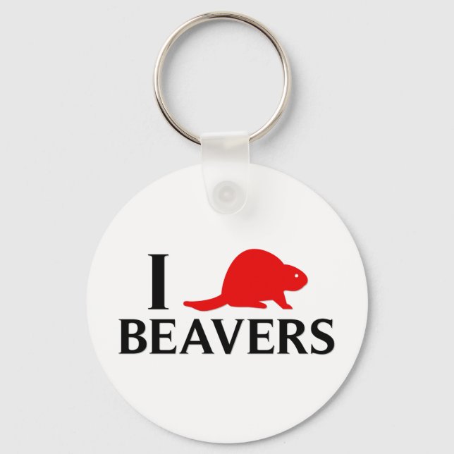 I Love Beavers Key Ring (Front)