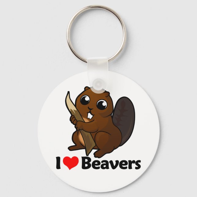 I Love Beavers Key Ring (Front)