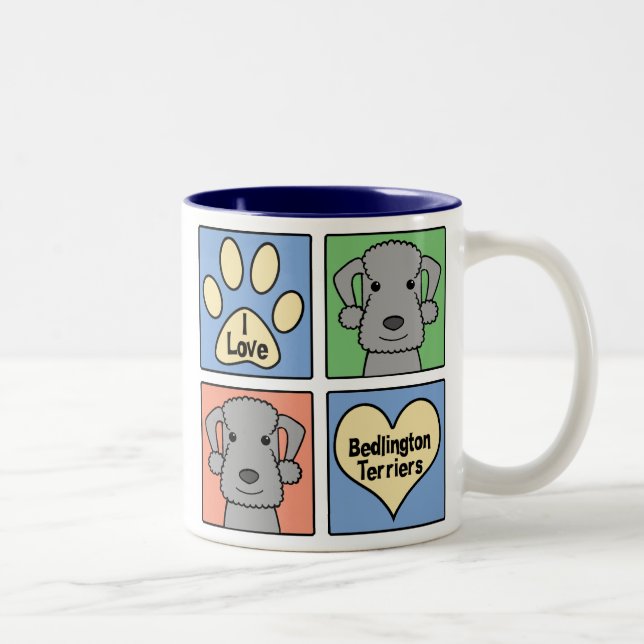 I Love Bedlington Terriers Two-Tone Coffee Mug (Right)