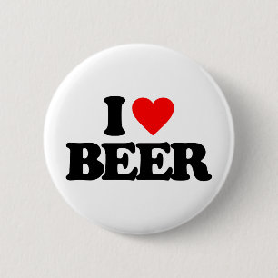 I LOVE BEER 6 CM ROUND BADGE
