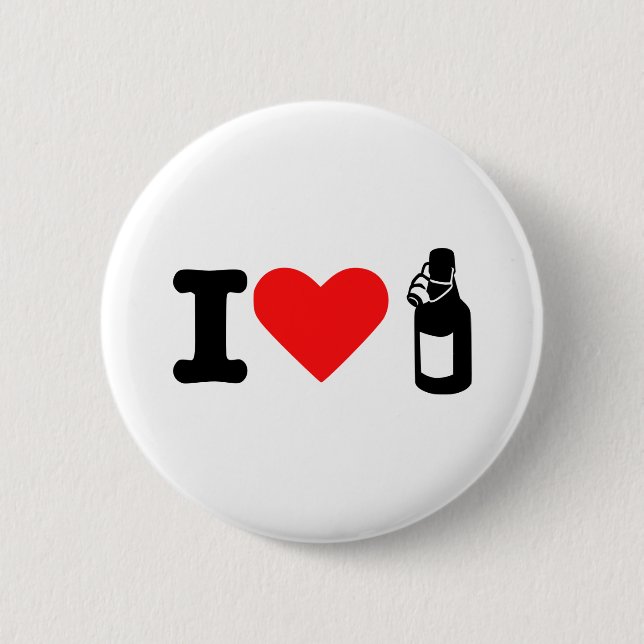 I love beer 6 cm round badge (Front)