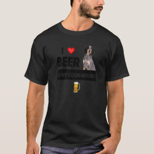 I Love Beer And My Coonhound Mum Dad Hunting Dog D T-Shirt