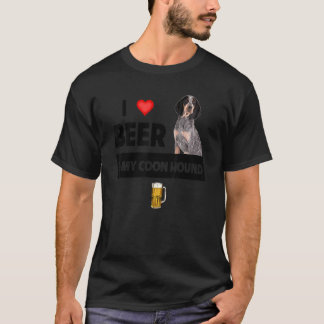 I Love Beer And My Coonhound Mum Dad Hunting Dog D T-Shirt
