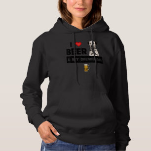 I Love Beer And My Dalmatian Mum Dad Dog Drinking Hoodie