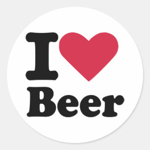 I love beer classic round sticker