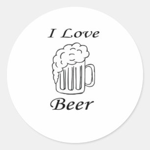 I Love Beer Classic Round Sticker