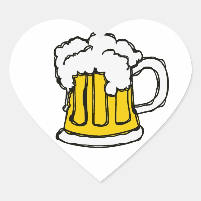 I love BEER! Frothy Pint of Brew Heart Sticker (Front)