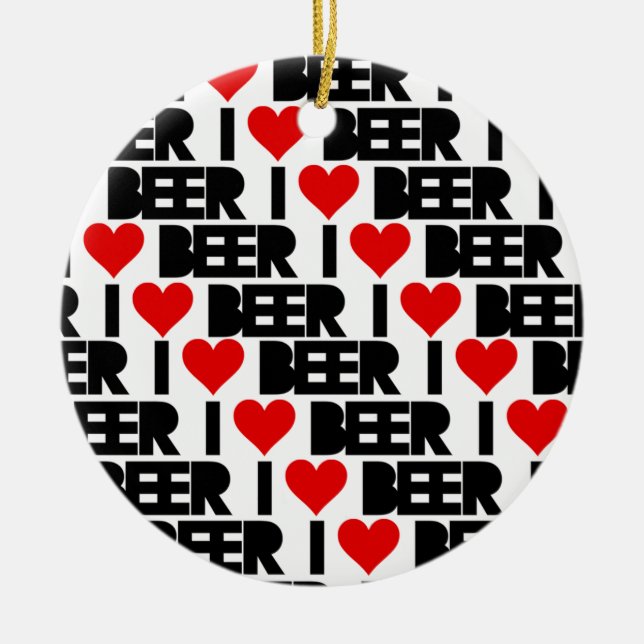 I love Beer - Have a Beery Xmas Ceramic Ornament (Front)