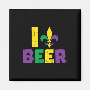 I Love Beer Jester Hat Drinking Team Fun Mardi Gra Magnet