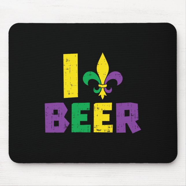 I Love Beer Jester Hat Drinking Team Fun Mardi Gra Mouse Pad (Front)