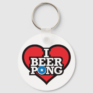I Love Beer Pong - Red Key Ring