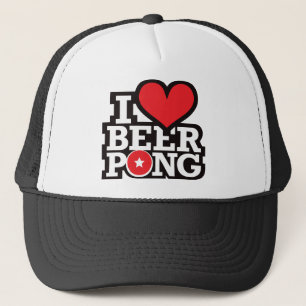 I Love Beer Pong v2 - Red Trucker Hat