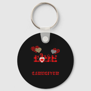 I Love Being A Caregiver Flannel Gift Valentine's  Key Ring